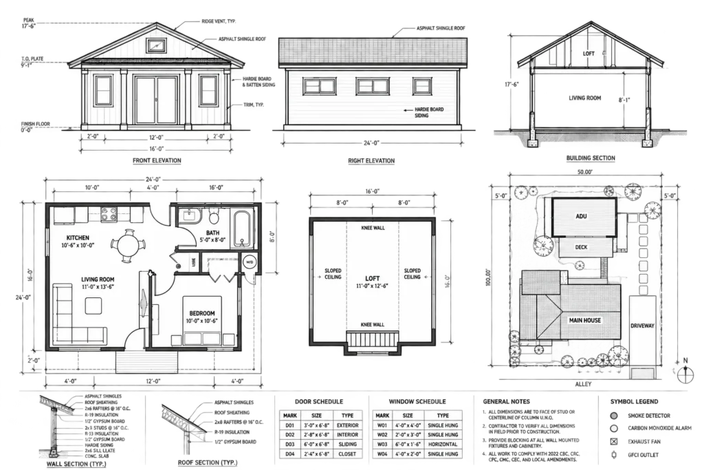 California residential site plan drafting example