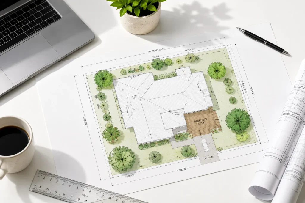 Deck permit site plan drawing example