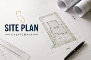 California site plan example showing property layout and permit details