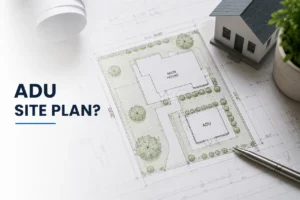 ADU site plan showing main house and accessory dwelling unit in California