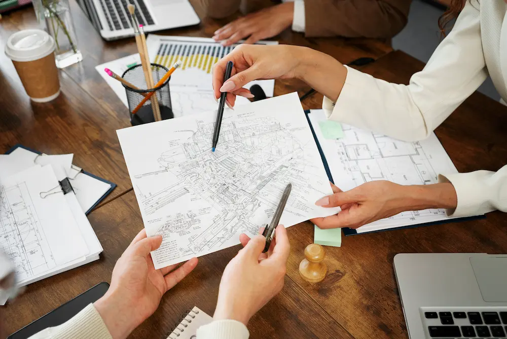 Project team working together on property documentation