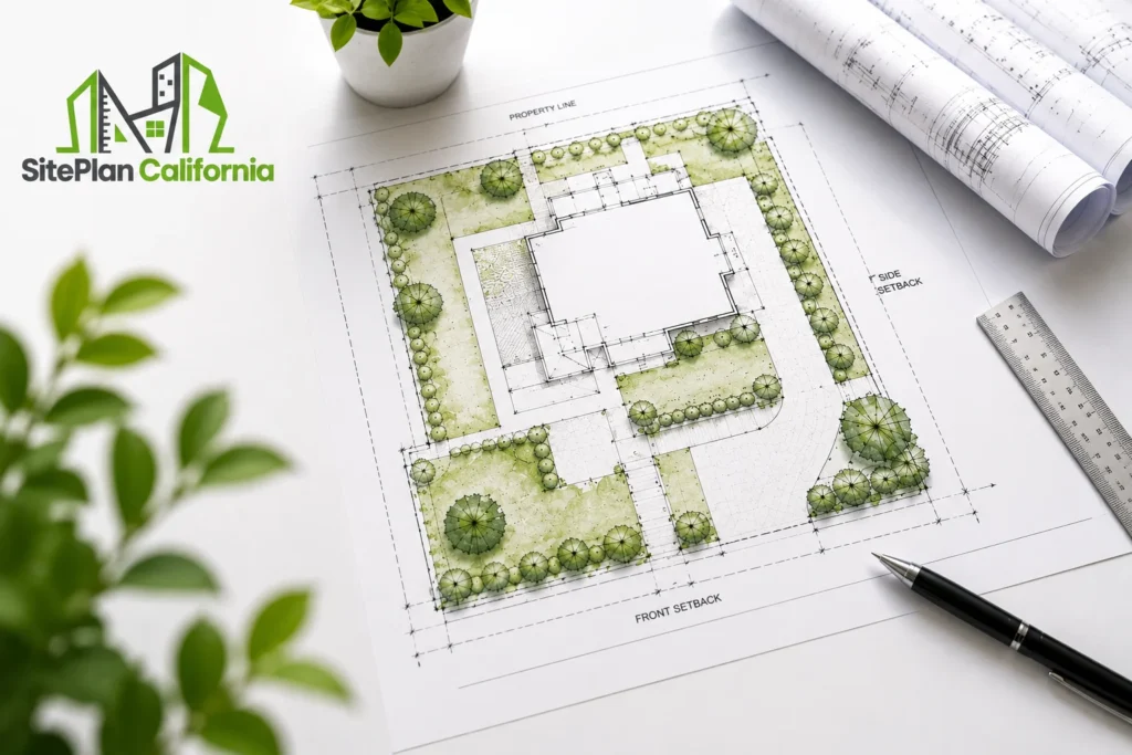 California site plan turnaround time with detailed residential property plan