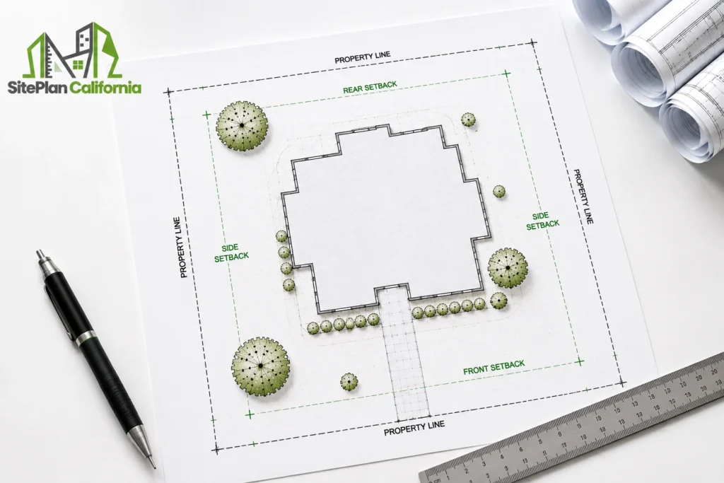 Existing property survey used as the basis for preparing a residential site plan