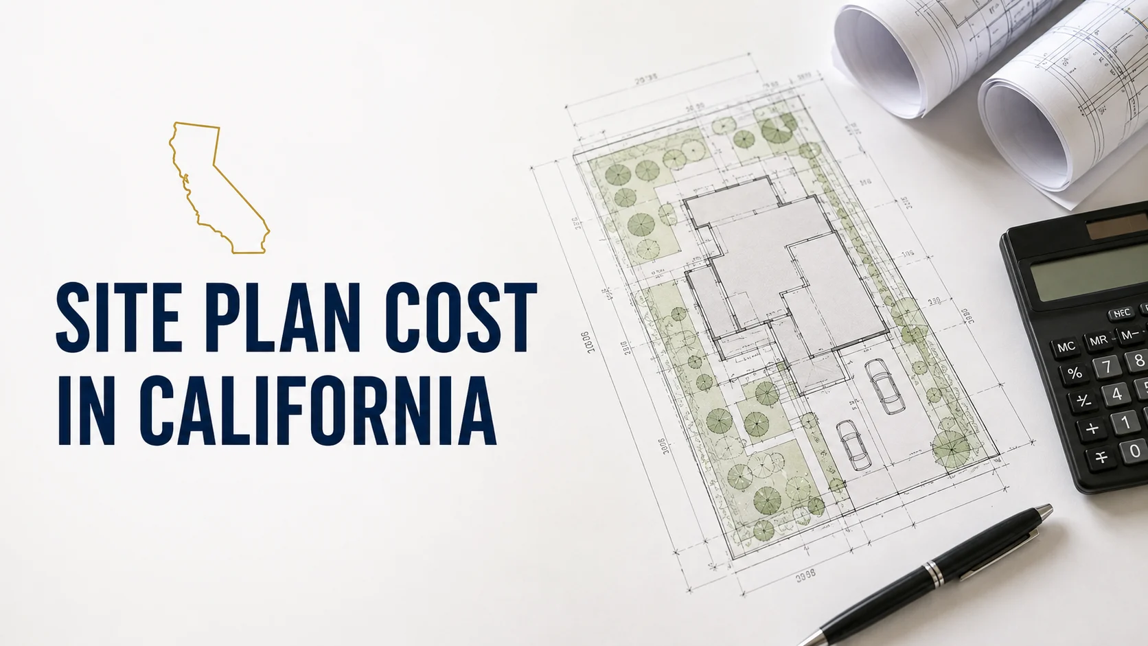 Illustrative site plan cost calculator and budgeting worksheet for California properties