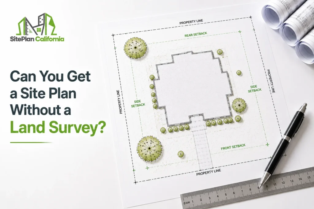 Site plan without a land survey showing a residential property layout and property lines