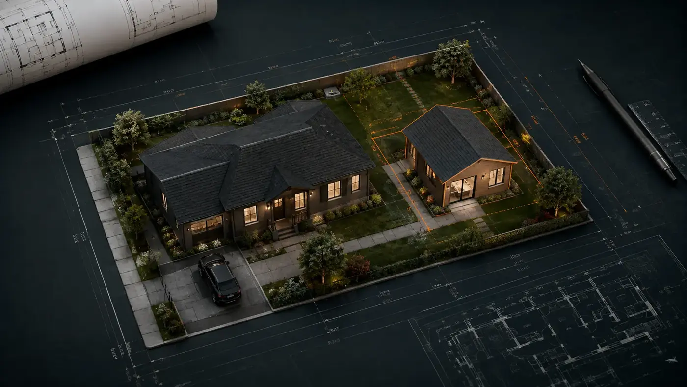 Detached garage site plan with driveway access
